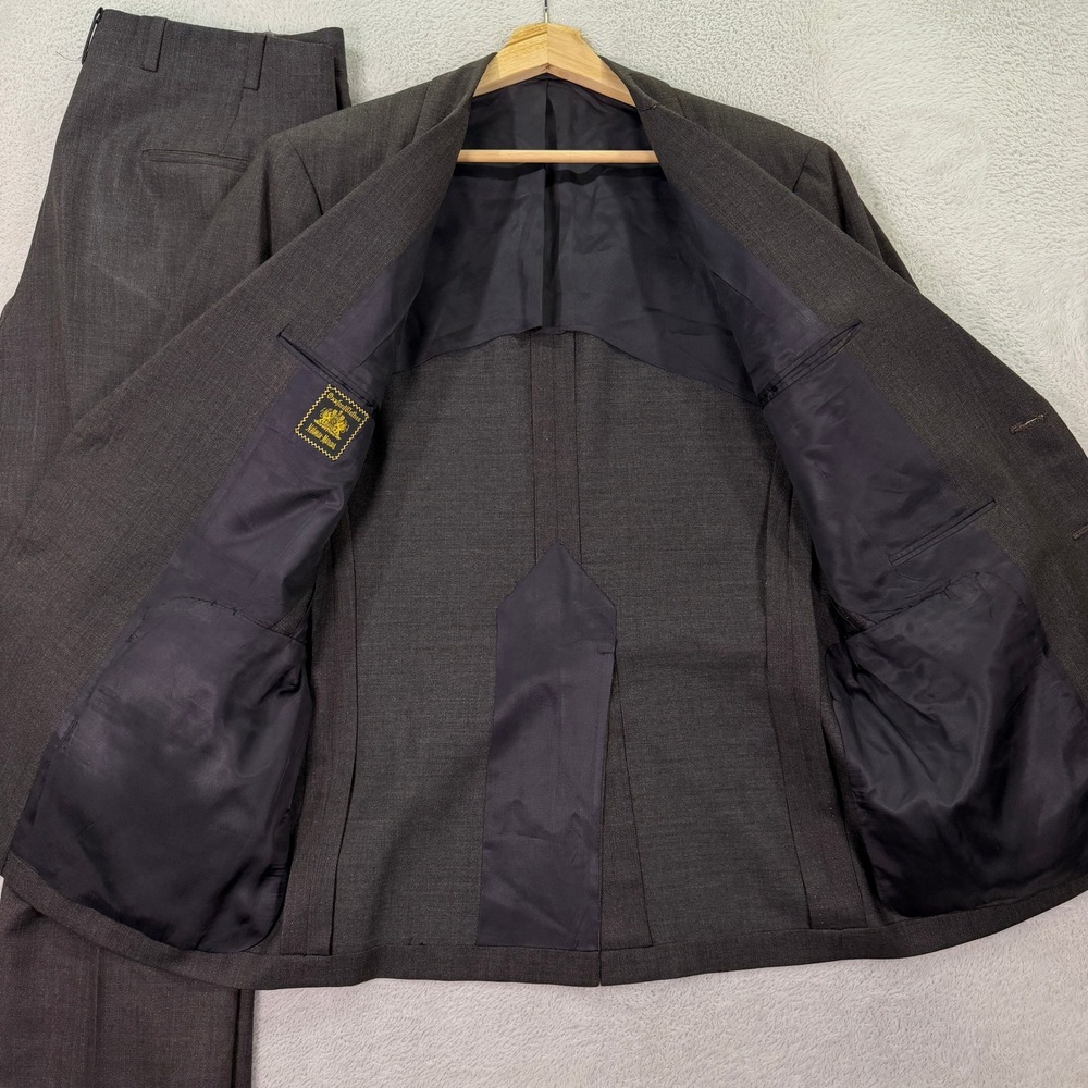 Vintage 80s Oxxford Clothes Bespoke Mens 42XS Brown Wool 2-Button Suit 34x27 - Picture 5 of 16